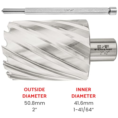 S&F STEAD & FAST Mag Drill Bit with Pilot Pin, 2" x 2" DOC, Annular Cutter - size: 2" x 2"