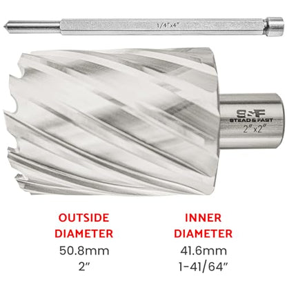 S&F STEAD & FAST Mag Drill Bit with Pilot Pin, 2" x 2" DOC, Annular Cutter - size: 2" x 2"