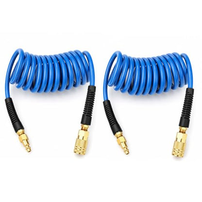 2PCS Polyurethane Recoil Air Hose, 1/4" ID by 10FT, Blue - color: Blue, size: 1/4" ID x 10FT