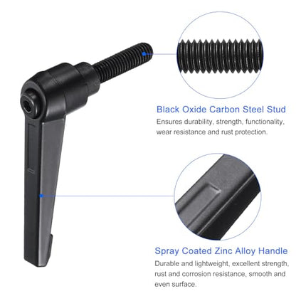 uxcell 4pcs Clamping Lever Handles, M8 x 25mm Black Oxide Carbon Steel Threaded Male Stud, Adjustable Handles Locking Quick Release Ratchet Push Button Bolt Knobs, Black - size: M8 x 25mm