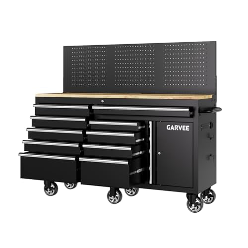 Garvee 60 in Rolling Tool Chest, 10 Drawers Mobile Garage Tool Cabinet - color: Black