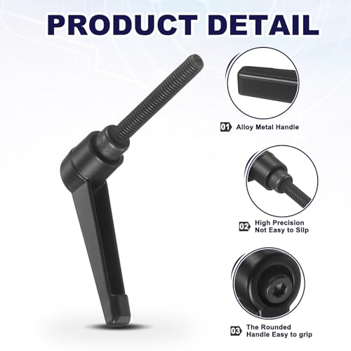 uxcell 4Pcs Adjustable Clamping Lever Handles, M6x40mm Zinc Alloy Male Thread Stud Knobs with Nuts Quick Release Bolt Rotating Screw Handles for Lathes Woodworking, Black - size: M6x40mm