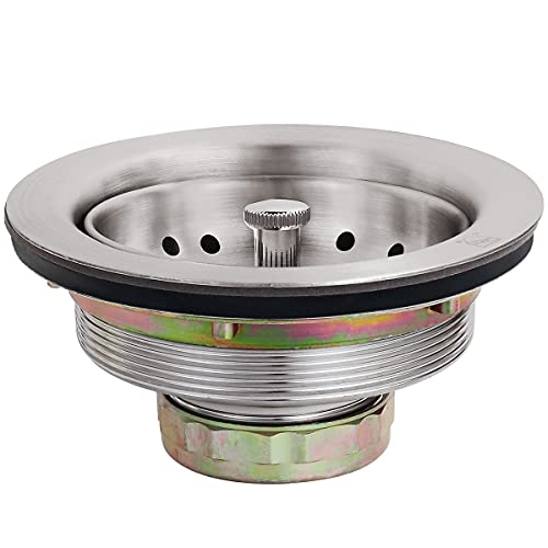 EADOT 3-1/2 Brushed Nickel Sink Drain Assembly with Strainer Basket Stopper