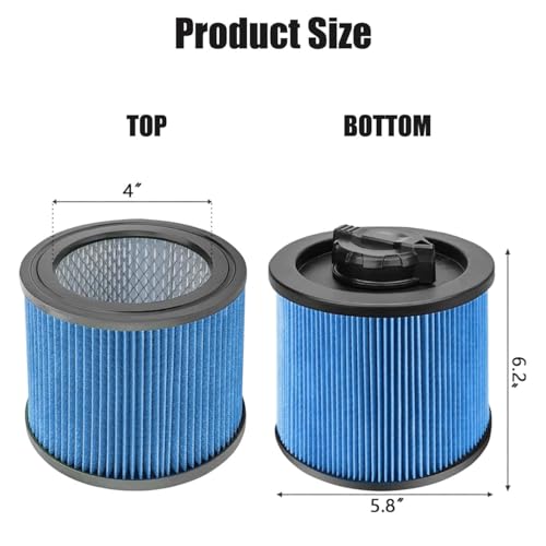 DXVC4002 Cartridge Filter Replacement Fit for DEWALT DXV04T DXV05P DXV05S DXV08S DXV06G 4 Gallon Wet/Dry Vacuum Cleaners, Washable and Reusable(2 Pack) - size: DXVC4002 2 Pack