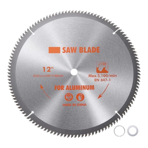 Circular Saw Blade - [12-inch x 120 Teeth x 5/8-inch Arbor] Circular Cutting Blade with 5/8" to 3/8" Washer Adapter for Woodworking Plastic Use, 0.118-inch Kerf - size: 12-inch x 120T