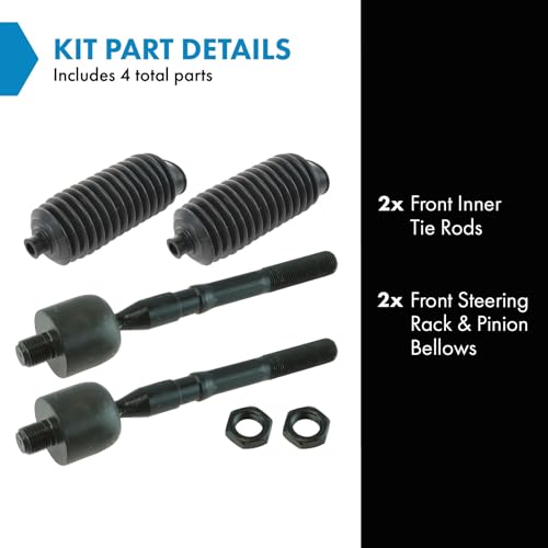 TRQ Front Steering Kit Steering Rack & Pinion Bellow Tie Rod - style: PSA27313