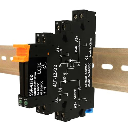 (2pcs) Solid State Relay DD 5V 12V 1.5A,Signal Relay for PLC,No Contact DC to DC;Input:3-32VDC;Output:5-60VDC;Din Rail