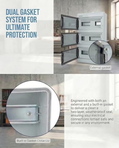 DOXU Circuit Breaker Box, IP66 Distribution Protection Box (AT-39 Way) - size: 39 - 296x550x130 MM