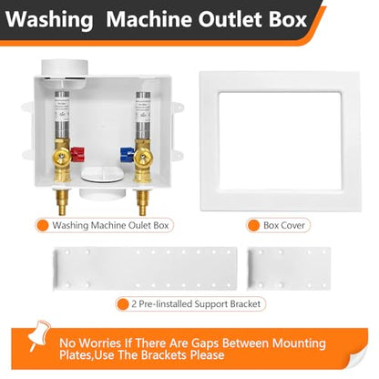 HeSun Washing Machine Outlet Box, 1/2"Crimp PEX x 3/4"MHT Outlet(WM007-1) - size: Washing Machine Box W/ SS Arrestor, style: F1807 Crimp