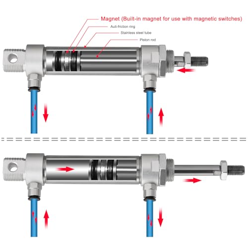 Heschen Stainless Steel Mini Pneumatic Air Cylinder MA 25×50 Bore 25mm Stroke 50mm Single Rod Double Acting