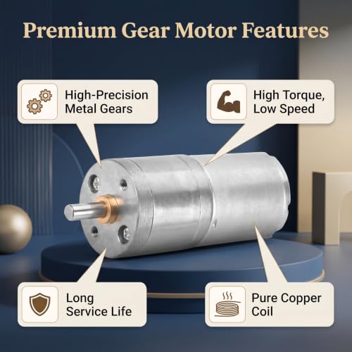 12V DC Geared Motor 25GA-370 Mini Gear Reduction Motor with Metal Gears Low Noise Electric Motor for Electronic Lock Robot Smart Home DIY Projects 300RPM - size: 300RPM
