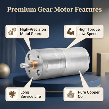 12V DC Geared Motor 25GA-370 Mini Gear Reduction Motor with Metal Gears Low Noise Electric Motor for Electronic Lock Robot Smart Home DIY Projects 300RPM - size: 300RPM