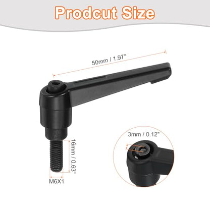 uxcell 2Pcs M6 x 16mm Adjustable Knobs Handle Male Thread Push Button Ratchet Quick Release Locking Rotating Bolt for Lathe Machinery, Black - size: M6 x 16mm