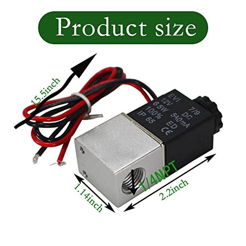 AOPANDA 1/4inch DC 12V 2 Way Normally Closed Electric Solenoid Air Valve, Stainless Steel - size: 1/4 NPT 12V, style: 12v