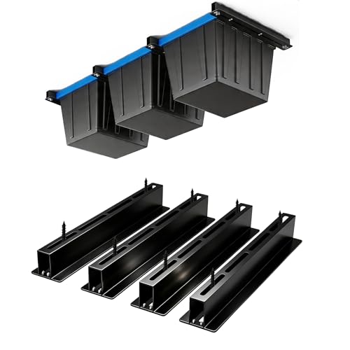 Garage Ceiling Storage Racks, Ceiling Mount Bin Holder, 4 Sets for 3 Bins - size: 4 Pack
