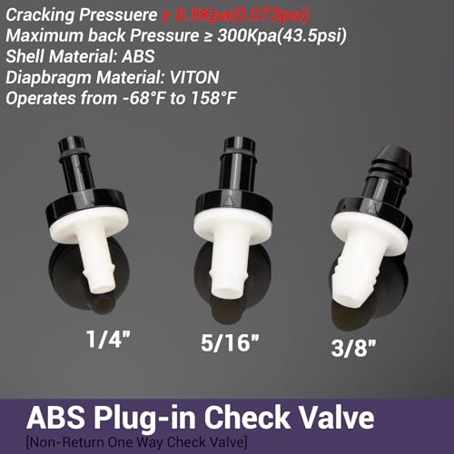 1/4" (6mm) One Way Inline Check Valve Plug-in Barb Non Return Valve ABS Plastic Water Air Systems Stop Check Valve for Liquids 6PCS - size: 1/4inch