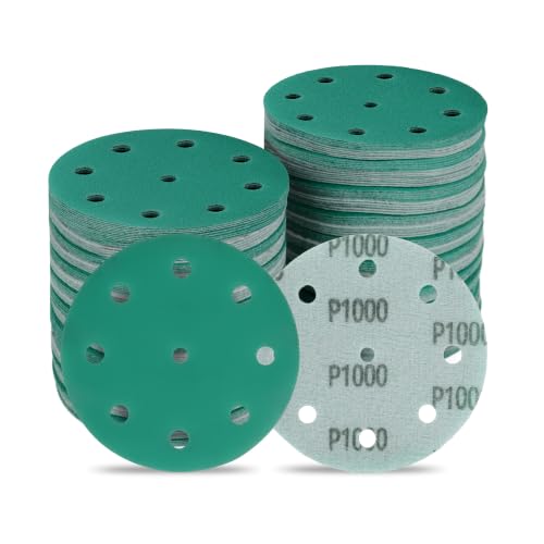 5 Inch 9 Hole Wet Dry P1000 Grit Sanding Discs - 50 Pack Box - size: 1000 Grit