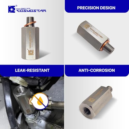 Cosmostar Stainless Steel 1/8" NPT Tee Oil Pressure Sensor Adapter – Heavy-Duty 304 SS Fitting for Oil Pressure Gauge, Turbo Supply Feed Line, & Pressure Switch - size: 1/8 NPT-1/8 NPT-1/8 NPT