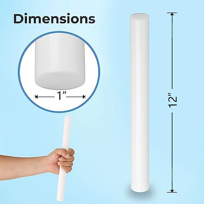 Calvana (2 Pack) Round Acetal Copolymer Rods - Standard Tolerance 1-Inch Diameter and 12-Inch Length Opaque White Acetal Copolymer Rods Meets ASTM D6778 Specifications Perfect for Non-Marring Fixtures - color: White, size: 1" x 12"