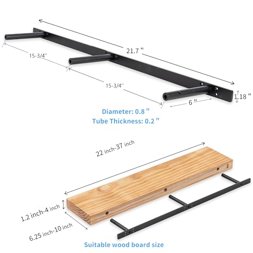 Floating Shelf Bracket ,Hidden Shelf Brackets (2 Pcs Additional Brackets 38 Inch -NO Kits), Matte Black - size: 38 Inch -2 Pcs Additional Brackets -NO KITS