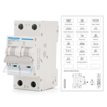 MOLLOM DC 2P 250V 10Amps C10 Miniature Circuit Breaker - style: 10A