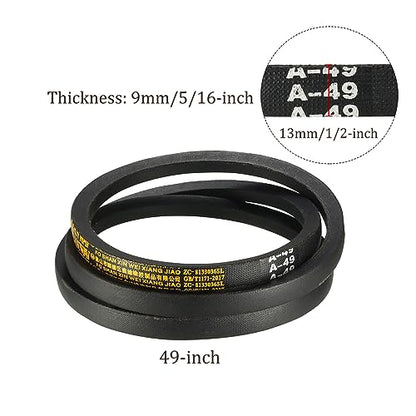 A-49 Drive V-Belt - [49-inch Inside Circumference] A-Section Rubber Drive Belt Wrapped for Transmission Use - size: A-49