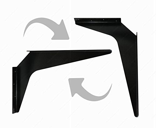 One Pair (Right & Left) Workstation Heavy-Duty Reversible Brackets 1000lb. Load Capacity [per Pair] (8" x 12", Black) - color: Black, size: 8" x 12"