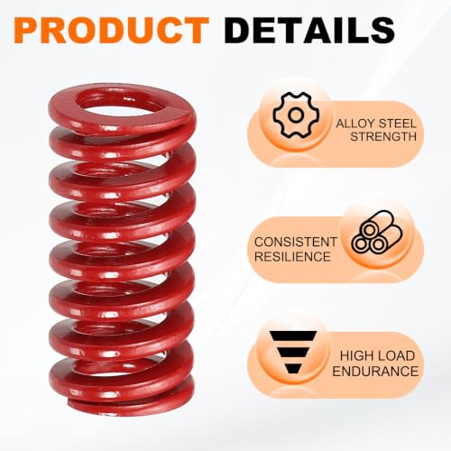 HARFINGTON 2pcs Die Spring 1/2" OD x 1" Free Length SMH2004, Red - size: 1/2" OD x 1" Free Length