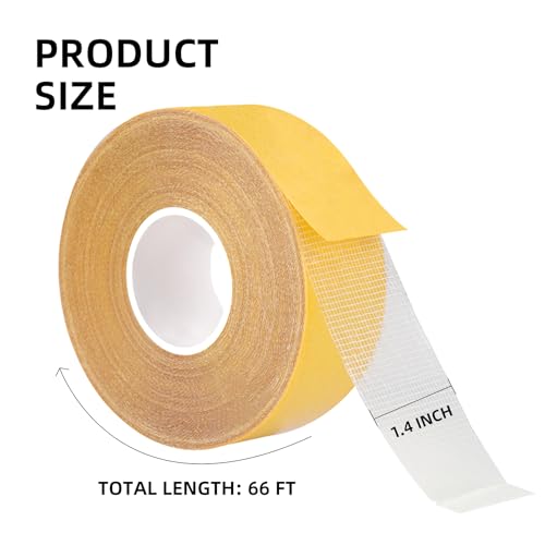 KAIYUER Thin Double Sided Tape Heavy Duty, 1.4" x 66 FT,Double Sided Fabric Tape for Crafts, Walls,Super Sticky Resistente Clear 2 Sided Tape,Easy Use Mounting Tape - size: 1.4"x66FT
