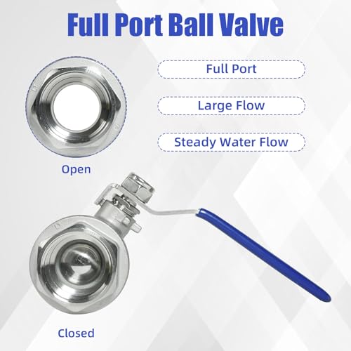 YADIAN 2Pack 304 Stainless Steel Ball Valve 3/8'' NPT Thread Shut Off Valve - size: 3/8'' NPT