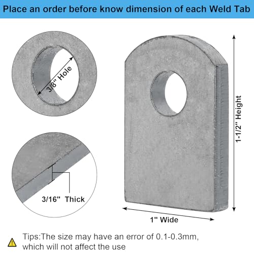 Weld on Tabs, Steel Shock Basic Weld Tab, Universal Weld on Tabs Flat Bottom Mount with a 3/8" Hole.1-1/2" Height, 1" Wide, 3/16" Thick Pack Of 10 Tabs Steel Mounting Bracket OywhC-1 - color: Flat Mount-Small 3/16" Thick