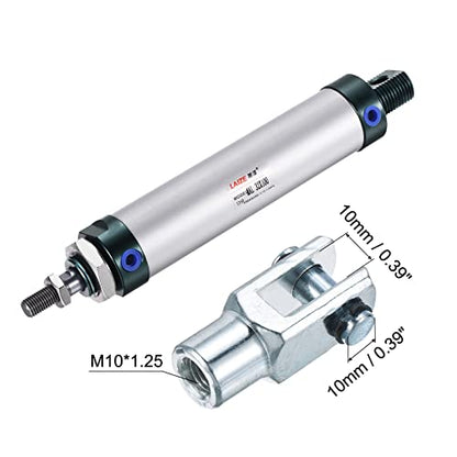 MECCANIXITY Pneumatic Air Cylinder Double Action MAL32X100 32mm Bore 100mm Stroke with Y Connector and 4Pcs Quick Fitting Set - size: 32X100 mm