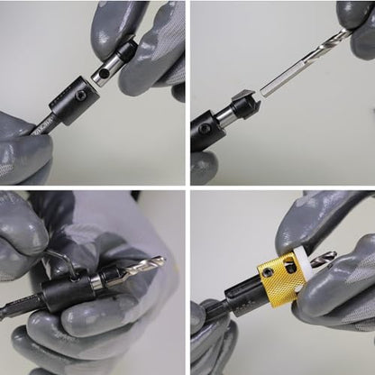 Carbide Tipped Countersink Drill Bit Set with Depth Stop, Hex Shank - size: Assorted Sizes (Set of 5 Pieces)