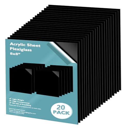 Egofine 8" x 8" Black Plexiglass Sheets 20 Pack 0.04 Inch Cast Acrylic Sheet Thick for DIY Craft Projects, Painting, Photography, Sign, Display Stand, Home Decor, Easy to Cut - color: Black, size: 8x8"