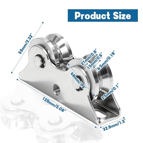Groove Wheel V-Shaped, Sliding Gate Rollers Detachable Track gate Wheels, Double Bearing Caster with Bracket, Steel Heavy Duty Rigid Roller