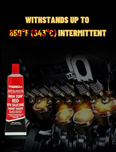 Visbella High Temperature RTV Silicone Gasket Maker, Sealed Oil Resistant Waterproof Quick Dry Liquid for Bonding Internal Combustion, Steam Turbines, Automotive Engine Parts 3.7OZ (Red) - color: Red