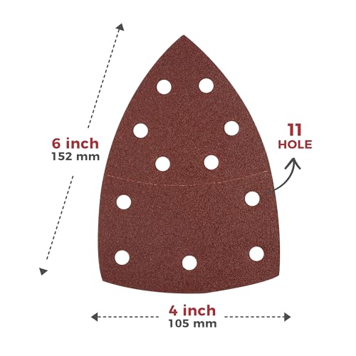 S SATC 50 PCS Mouse Sander Sandpaper 11 Holes 120 Grit Detail Sander Sandpaper Palm Sander Paper Hook and Loop Sander Pads Triangular Sanding Sheets - style: 50PCS 11 Hole 120 Grit