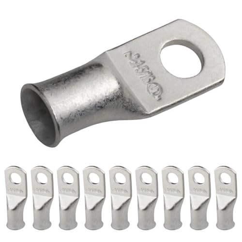 SELTERM 10pcs 1 AWG-5/16" Stud Marine Grade Tinned Copper Wire Battery Lugs - color: Tinned Copper Lugs, size: 1 Awg - 5/16" (M8) Ring
