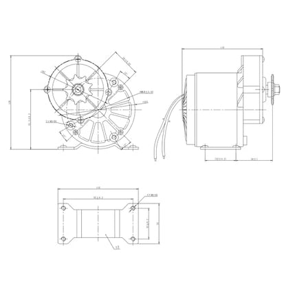 Reduction Electric Motor, 250W Brushed DC Motor with Belt Pulley, Brushed Geared Reduction Motors Reducer for Small Electric Vehicles and Agricultural Equipments, 0-300rpm Adjustment (36, Volts (DC))