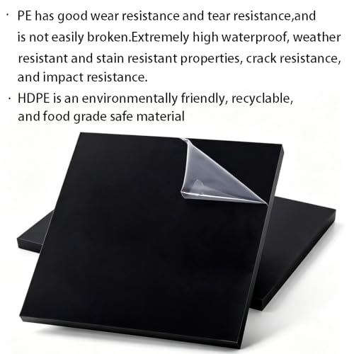 1 Pack Black HDPE Plastic Sheet 1/8" Thick - 12" X 8",High Density Polyethylene Sheet for DIY,Fabrication,Waterproof,Durable - color: Black, size: 12"x8"x1/8"