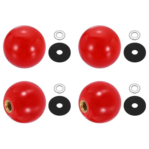 uxcell 4Pcs Threaded Ball Knobs, M8 x 32mm Phenolic Plastic Thread Ball Handles Balls Nuts Knob Caps Nut Balls with Threaded Insert for Machine Lever Handle DIY Project, Red - color: Red, size: M8 x 32mm