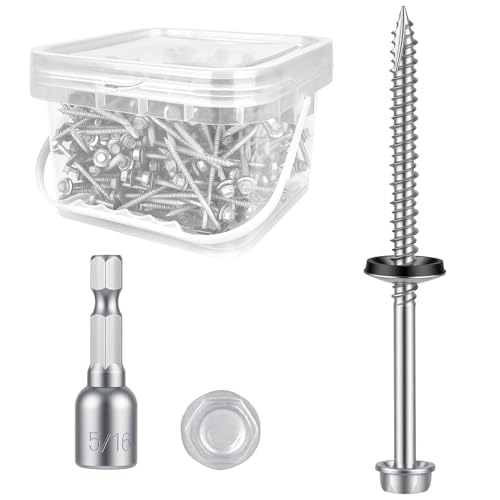 Kryonix Metal Roofing Screws #10 x 3 Inch, 330pcs, Ruspert Coating Screws - size: #10×3”