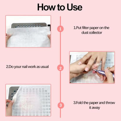 100PCS Nail Dust Collector Filter Paper, Disposable Nail Fan Filter Paper