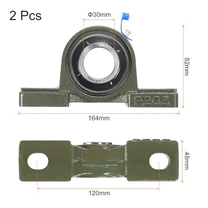uxcell 2 Pcs UCP206 Pillow Block Bearings 30mm Bore Self Alignment, Solid Cast Iron Base Mounted Chrome Steel Bearings - size: UCP206