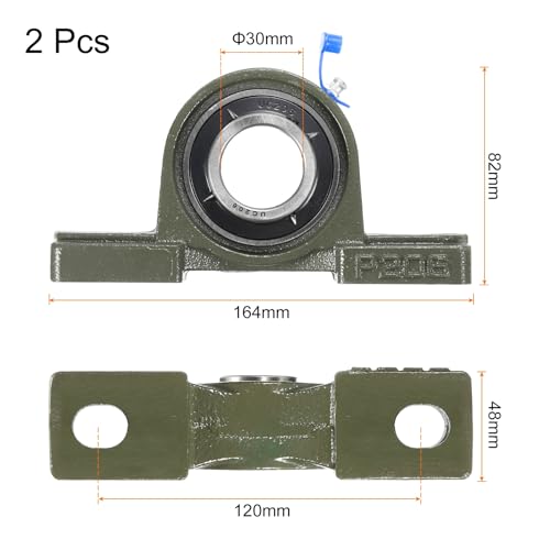 uxcell 2 Pcs UCP206 Pillow Block Bearings 30mm Bore Self Alignment, Solid Cast Iron Base Mounted Chrome Steel Bearings - size: UCP206