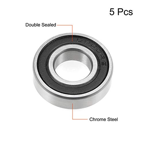 uxcell Deep Groove Ball Bearing 10mm x 22mm x 6mm Double Sealed ABEC3 Bearings 5pcs - size: 10mmx22mmx6mm