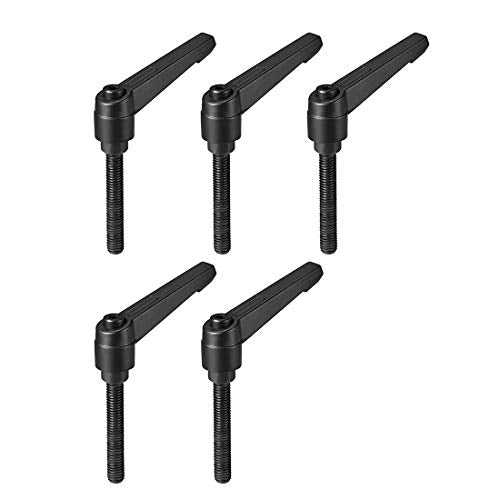 uxcell 5pcs Adjustable Clamping Lever Handle M8 x 60mm Metric Black Oxide Carbon Steel Male Threaded Stud Hand Knobs Ratchet Rotating Screw Handles Bolts with Locking Lever Black - size: M8 x 60mm