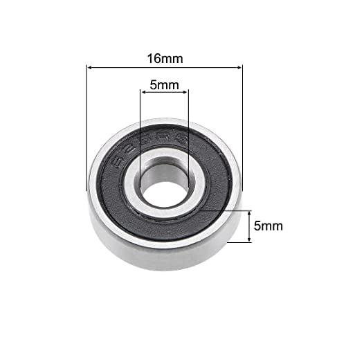 uxcell 625-2RS Deep Groove Ball Bearing 5x16x5mm Double Sealed ABEC-3 Bearings 5-Pack - size: 5mmx16mmx5mm