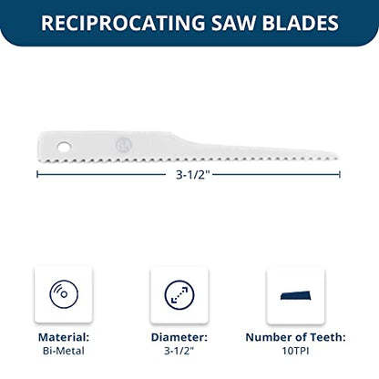 Benchmark Abrasives 3-1/2" Bi-Metal Reciprocating Air Saw Blades Set for Fast & Accurate Cutting of Wood, Metal, PVC, Plastic, Rubber (10TPI) - 5 Pack - style: 10 TPI
