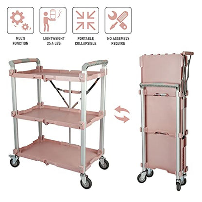 Olympia Tools 89-354 Pack N Roll Collapsible Service Cart, XL, 300LB Capacity, Rose - color: Rose, size: 300LB